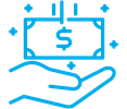 Educator banking rewards hand and cash icon
