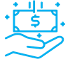 Educator banking rewards hand and cash icon