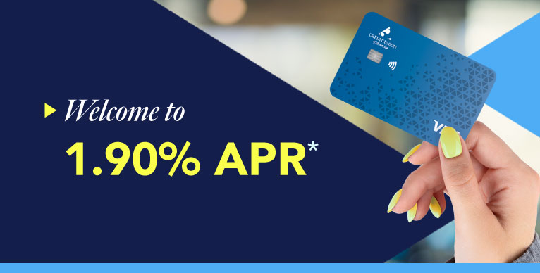 hand with card saying welcome to 1.90%25 APR*